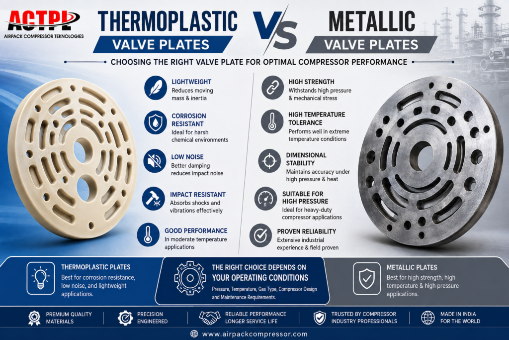 thermoplastic and metallic valve plate